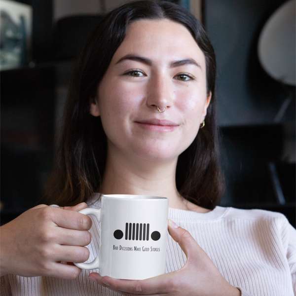 Bad Decisions Make Good Stories - Black Accent Coffee Mug